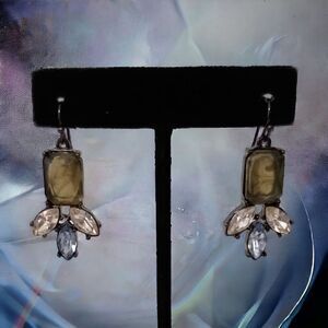 Y2K Rhinestone Chandelier Earrings Multicolor Chunky Gunmetal Statement Pierced.